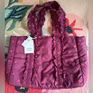 Damson madder polka dot frill tote NWT
